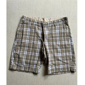 Men's Shorts - Bill's Khakis - Tan Plaid - Waist 32 - Inseam 9in